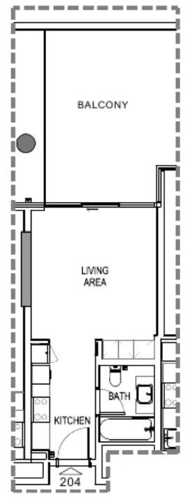 Damac Hills - Golf Town Studio floor plan, 590 sqft