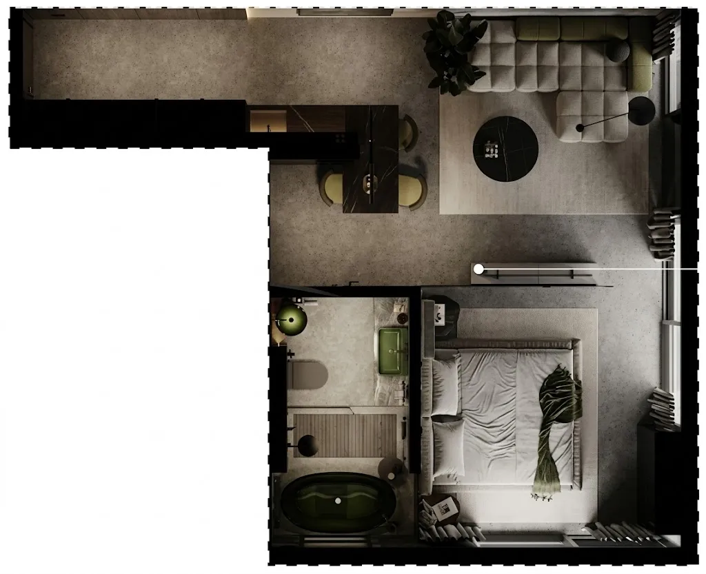 Predmet.Cemagi 1 bed floor plan, 602 sqft