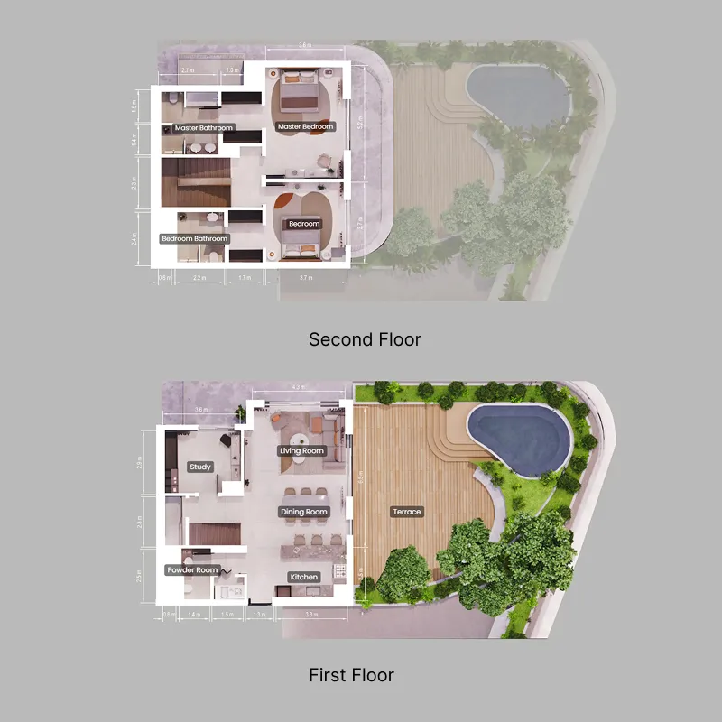 Verdes by Haven 2 bed floor plan, 2,630 sqft