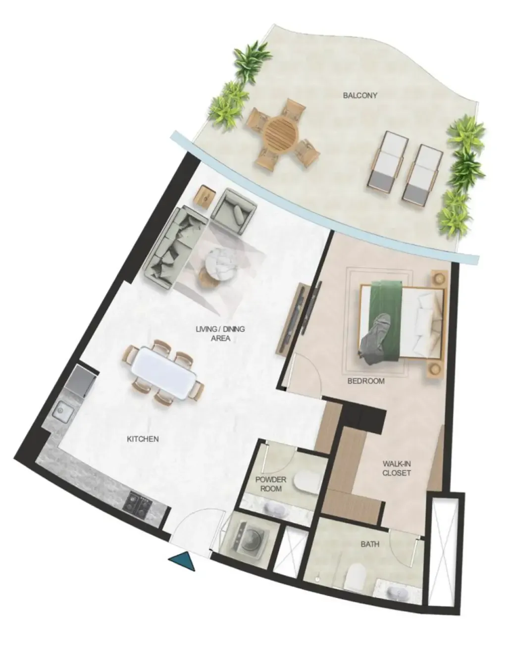 Oystra 1 bed floor plan, 1,114 sqft