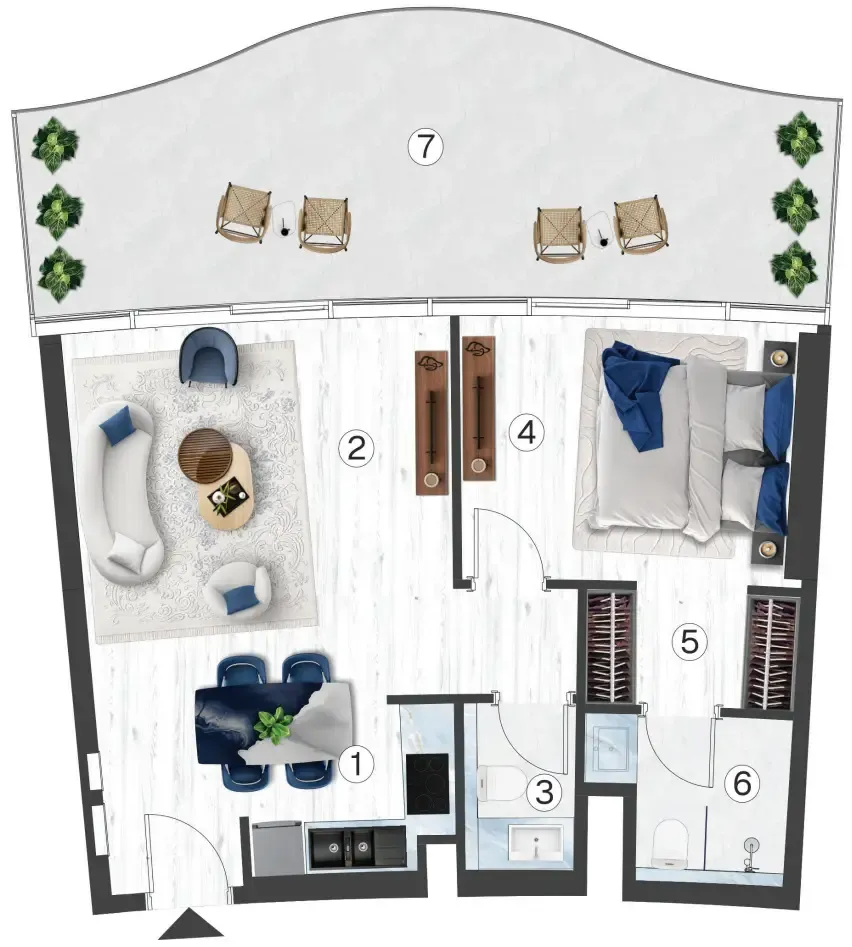 Radisson Blu Hotel & Residences 1 bed floor plan, 867 – 869 sqft