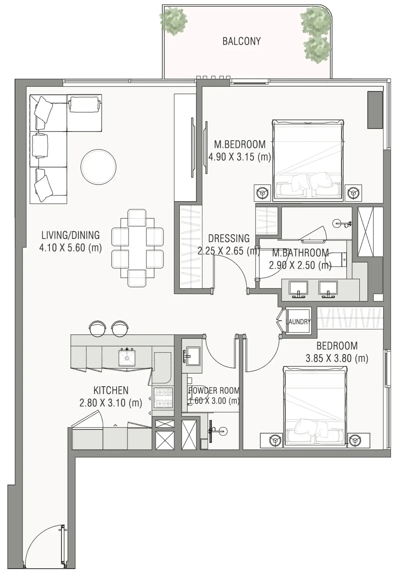 Ayamore Residence 2 bed floor plan, 2,352 sqft