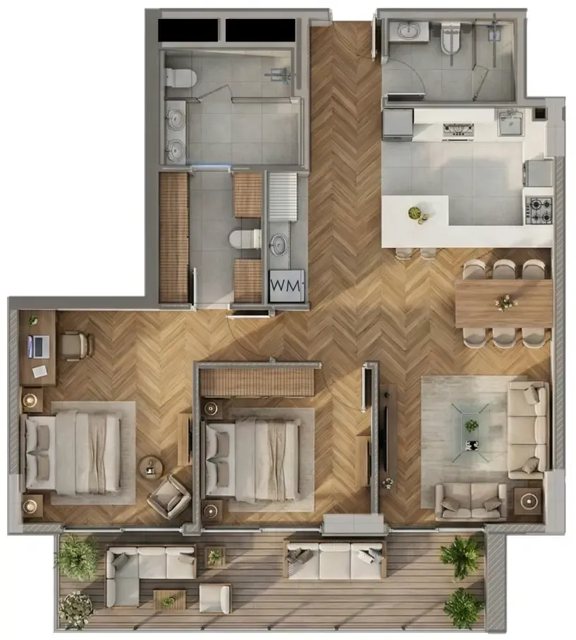 Armas By Zenith 2 bed floor plan, 1,177 sqft