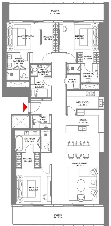 W The Residences by Arada 3 bed floor plan, 2,479 sqft