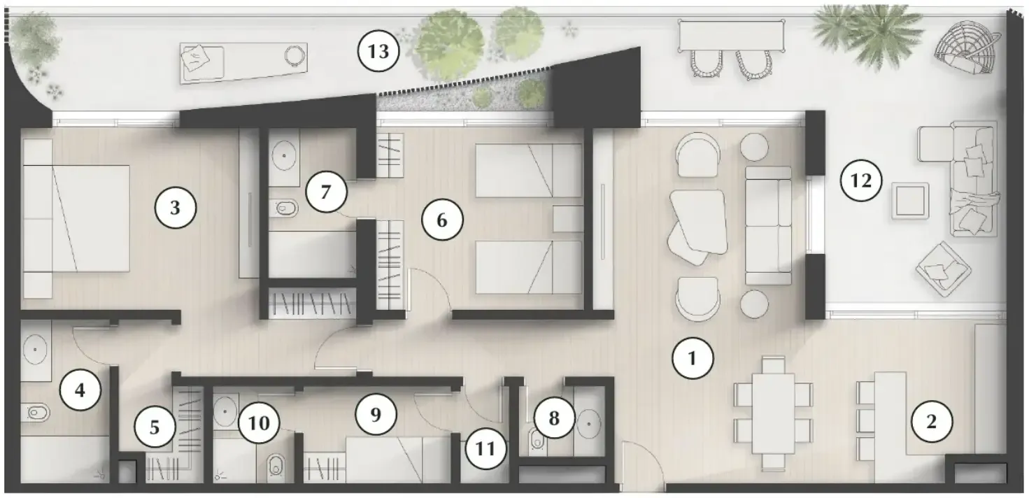 Lunaya Terraces 2 bed floor plan, 1,817 sqft