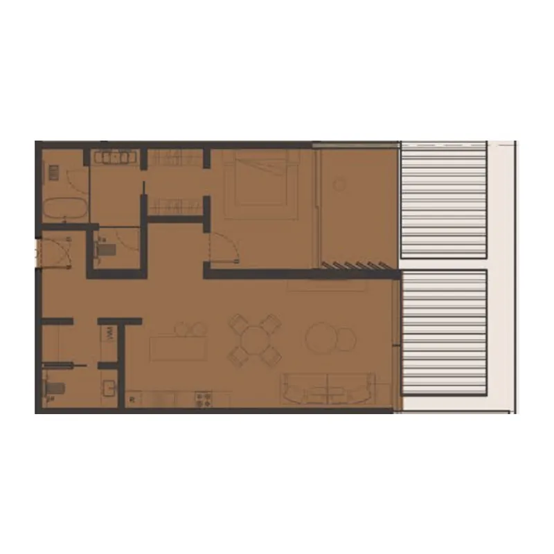 Omoria Private Residences 1 bed floor plan, 1,247 sqft