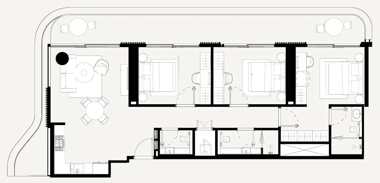 Azizi Abraham 3 bed floor plan, 1,485 sqft