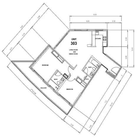 Majestique Residence 2 2 bed floor plan, 1,120 sqft