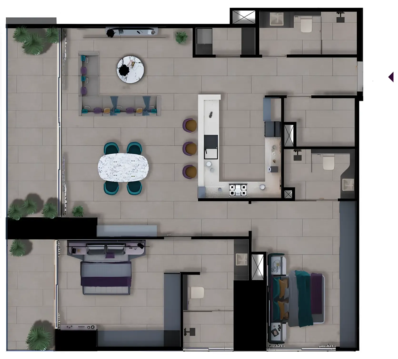 MBL Signature 2 bed floor plan, 1,695 sqft