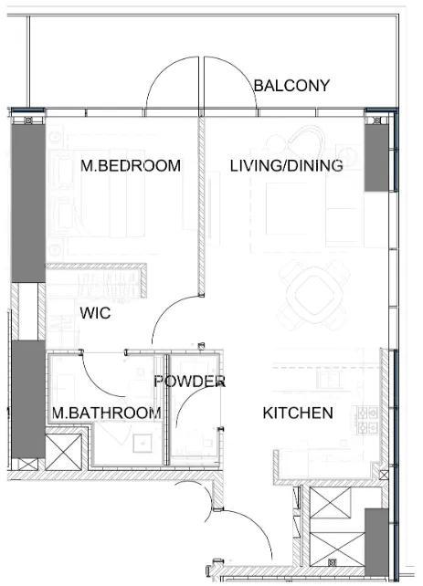 Damac Safa Gate 1 bed floor plan, 821 sqft