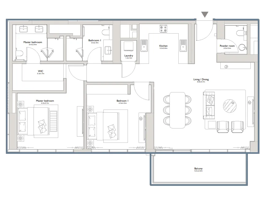 Serenia District East Residences 2 bed floor plan, 1,591 sqft