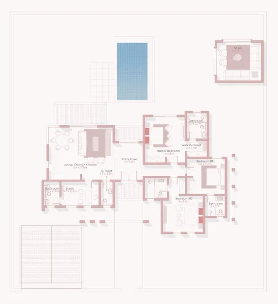 Jebel Sifah - Raya 3 bed floor plan, 1,970 sqft