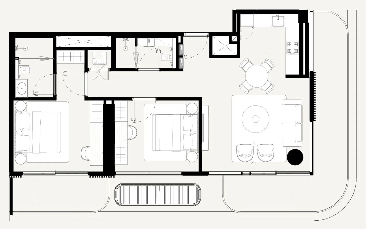 Azizi Abraham 2 bed floor plan, 1,175 sqft