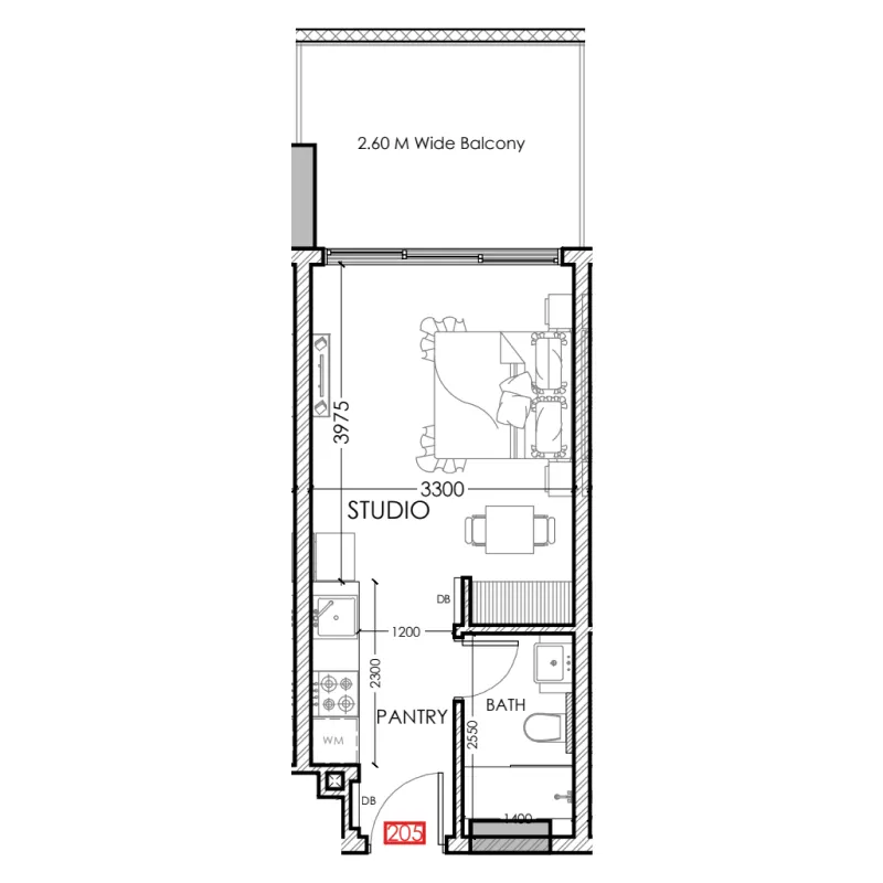 Al Haseen Residences 5 Studio floor plan, 369 sqft