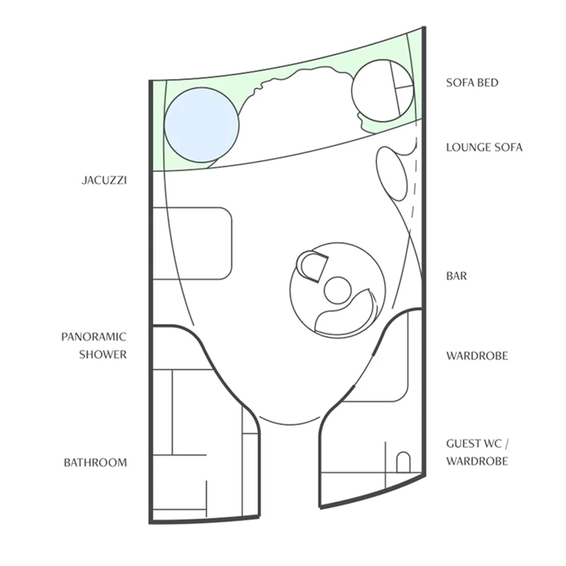 Anantara Dragon Seseh Bali Resort & Residences 1 bed floor plan, 807 – 968 sqft