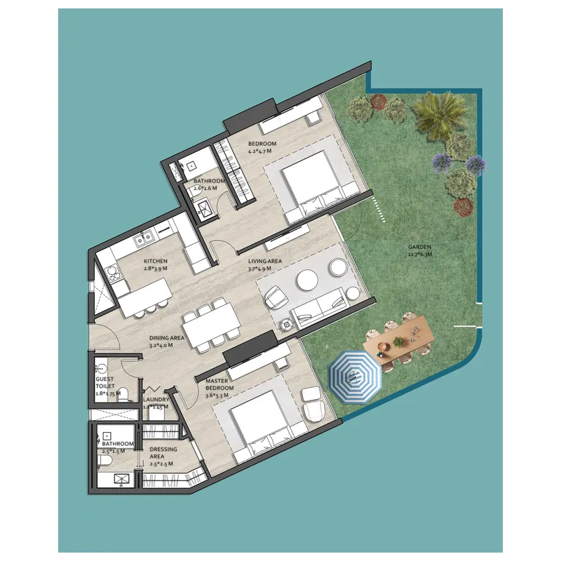 Vistal by Victoria Swarovski 2 bed floor plan, 1,752 sqft