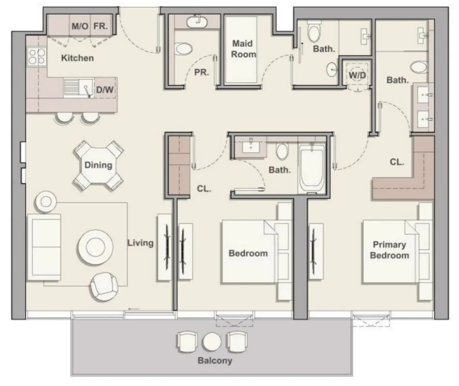 Soto Grande 2 bed floor plan, 1,253 sqft