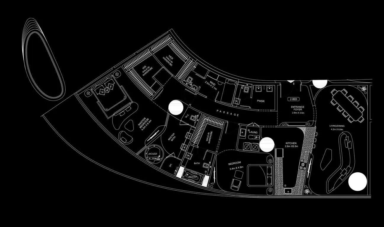 Bugatti Residences by Binghatti 2 bed floor plan, 3,087 sqft