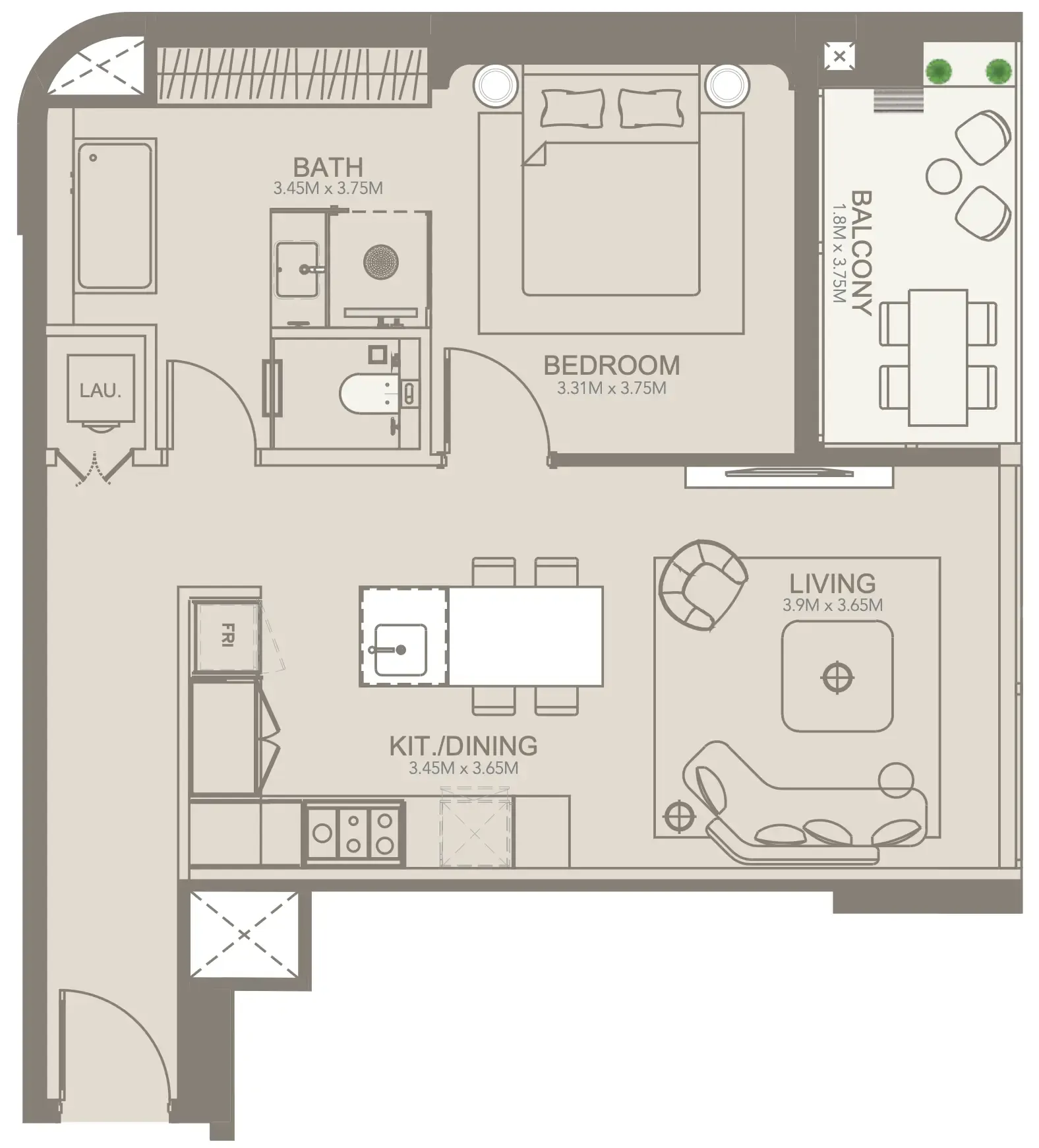 Golf Grove by Regent 1 bed floor plan, 765 sqft