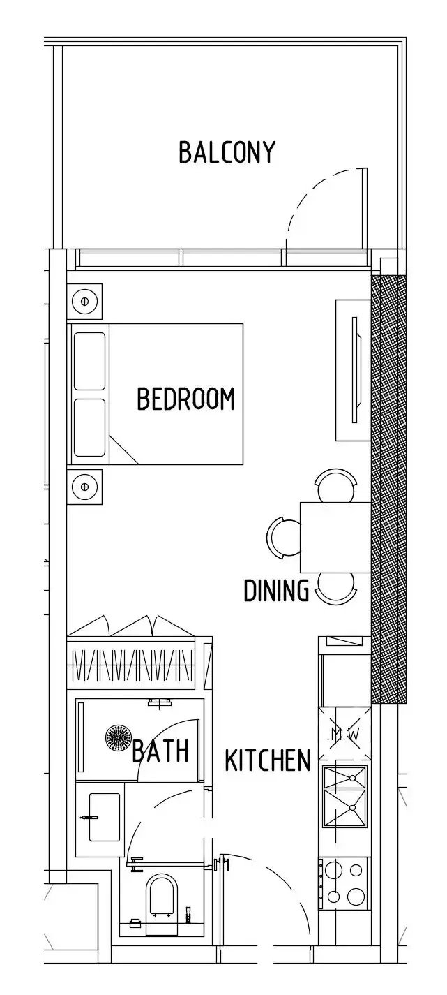 Damac District Studio floor plan, 413 sqft