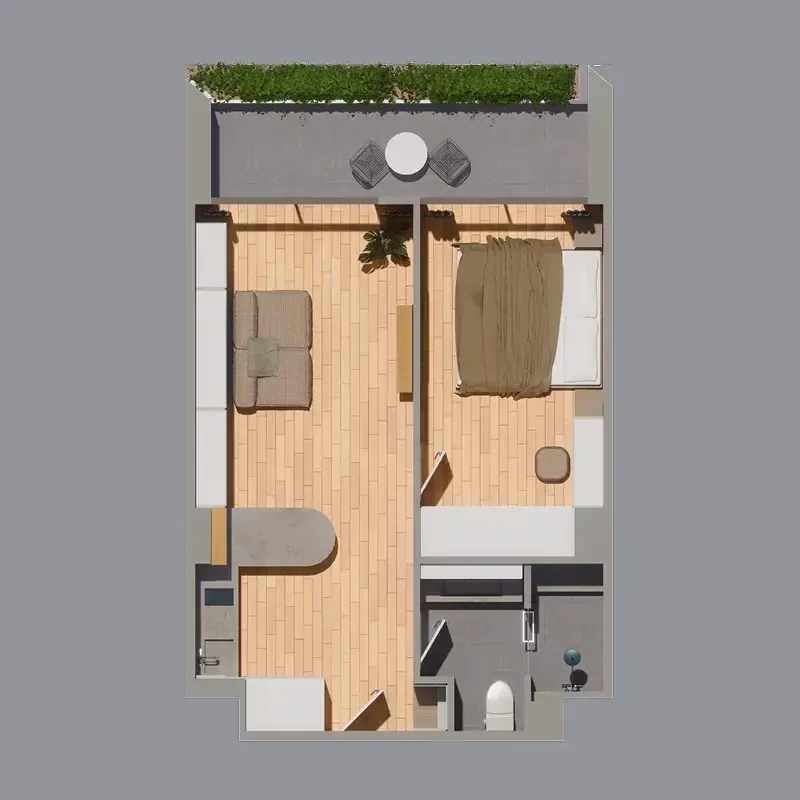 Serene Condo Layan 1 bed floor plan, 743 sqft