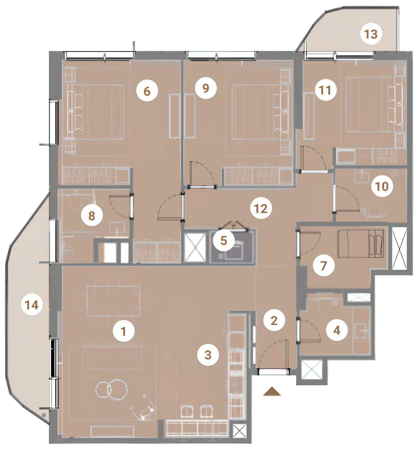 Takaya 3 bed floor plan, 1,629 – 1,687 sqft