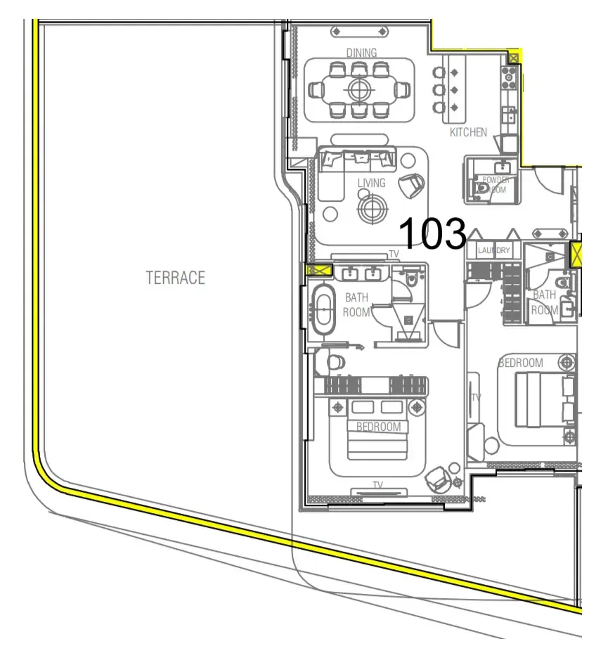 Sofitel Residences 2 bed floor plan, 3,482 sqft