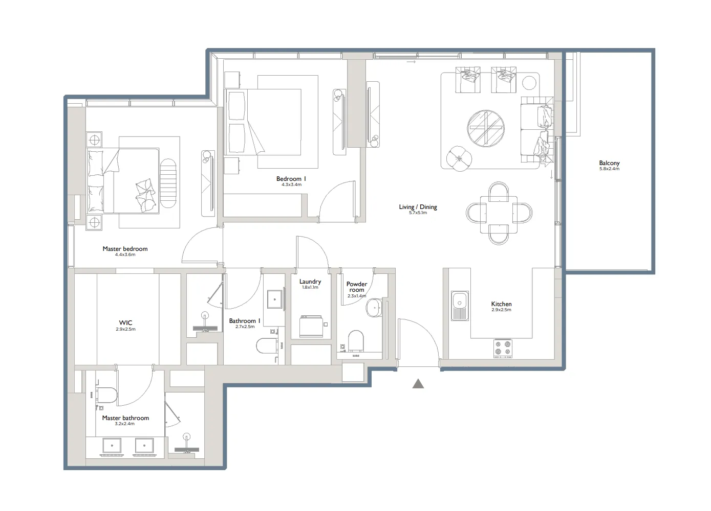 Serenia District East Residences 2 bed floor plan, 1,427 – 2,375 sqft