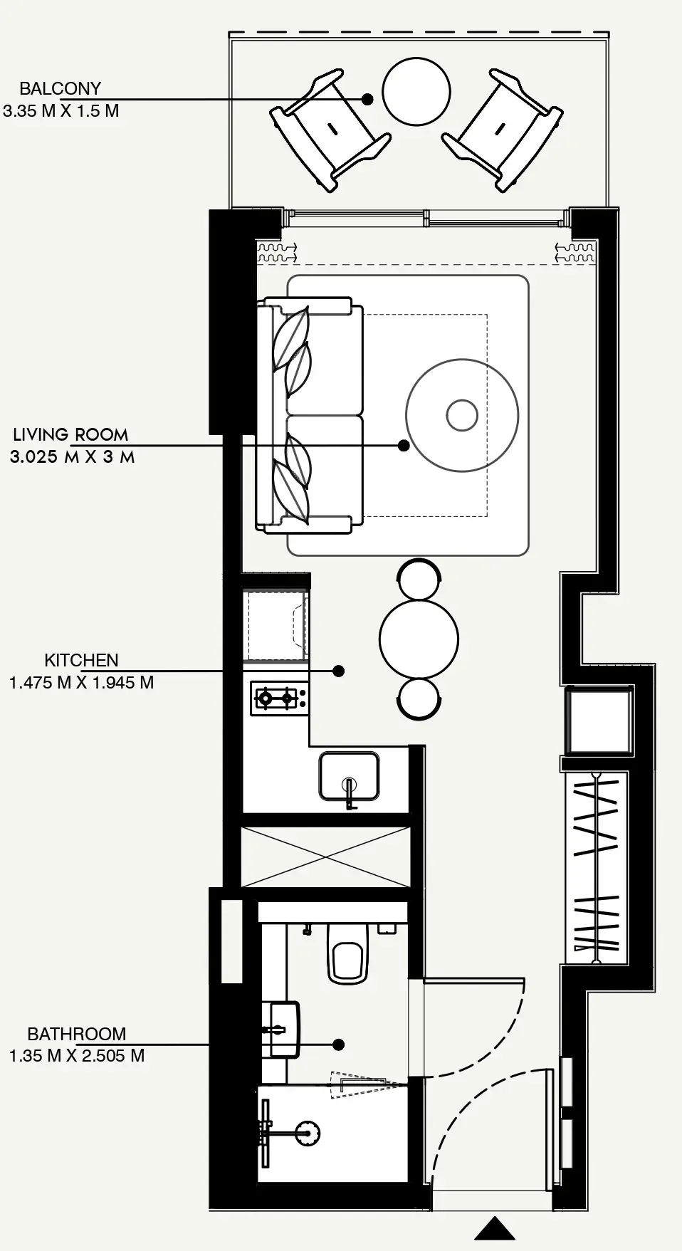 Azizi Venice Studio floor plan, 363 sqft