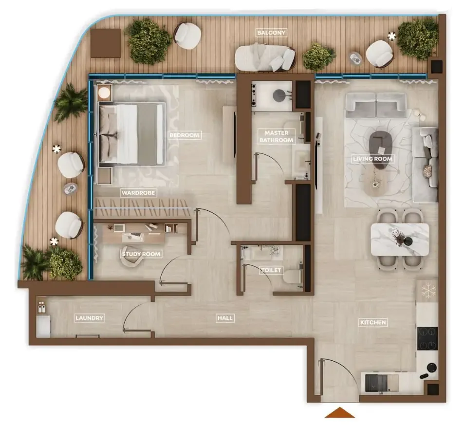 Sky Hills Astra 1 bed floor plan, 1,084 sqft