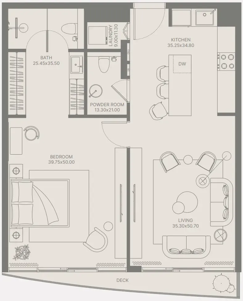 Bond Enclave 1 bed floor plan, 805 – 928 sqft