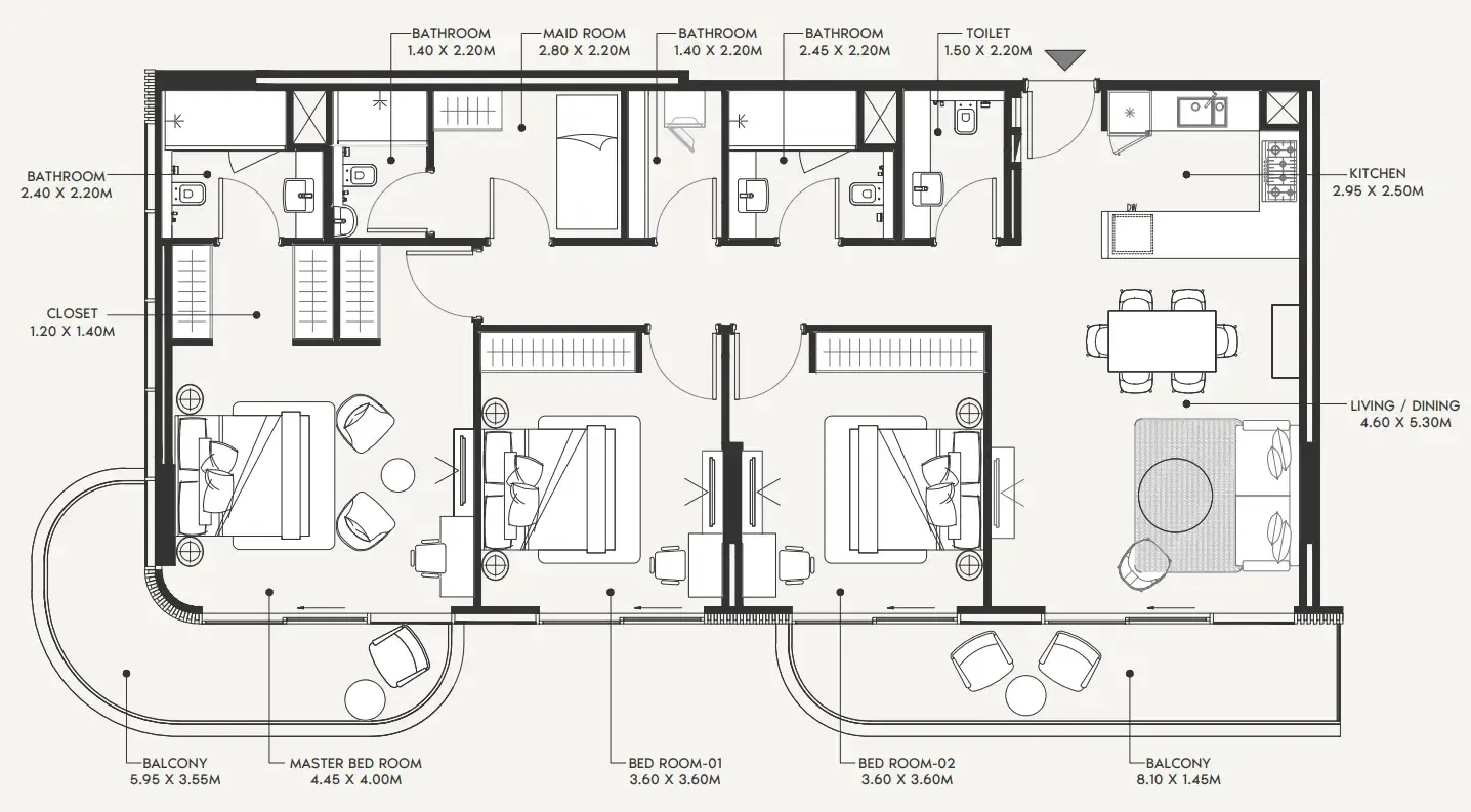 Azizi Amir 3 bed floor plan, 1,726 sqft