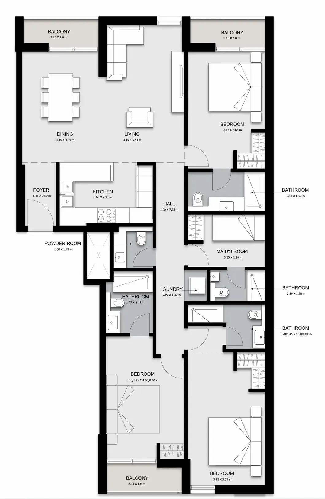 Al Mamsha Sharjah 3 bed floor plan, 1,467 sqft