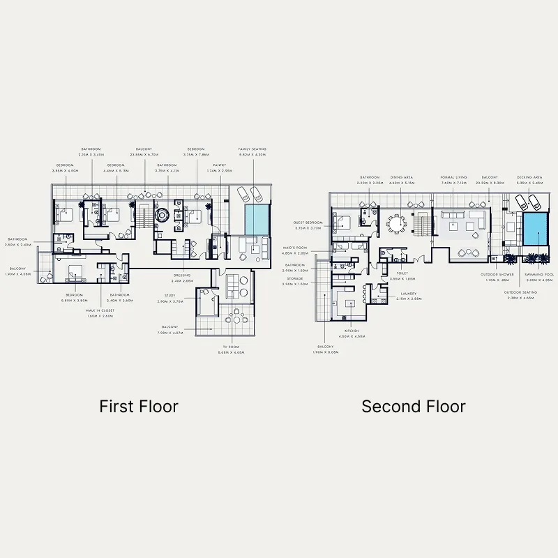 Riviera Azure 4 bed floor plan, 7,682 sqft
