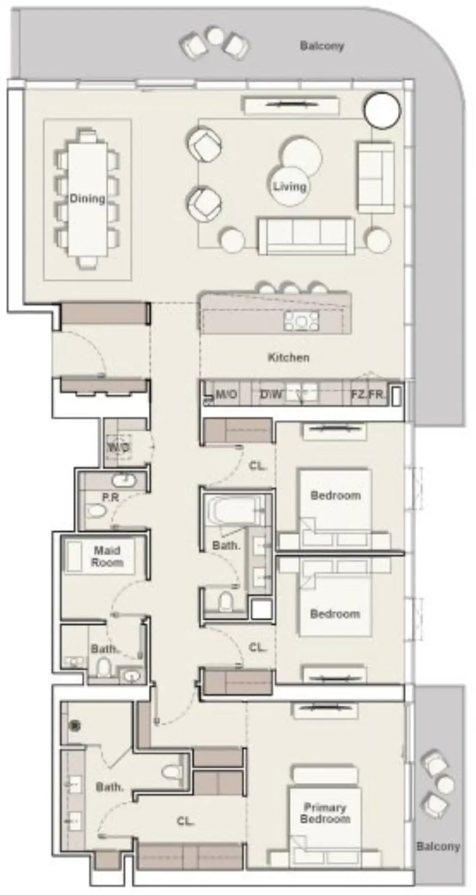 The Meriva Collection 3 bed floor plan, 2,333 sqft