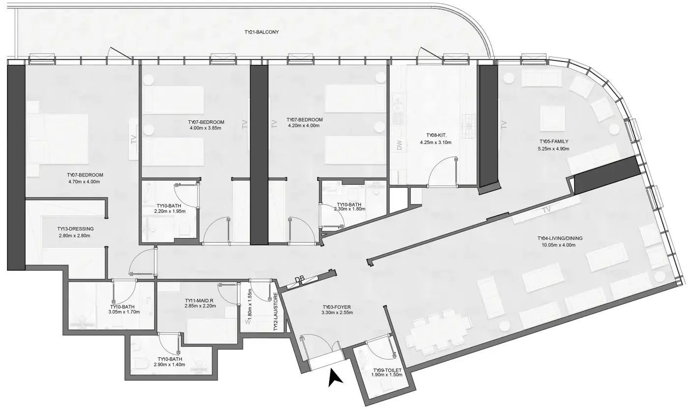 Joud Tower 3 bed floor plan, 2,789 sqft