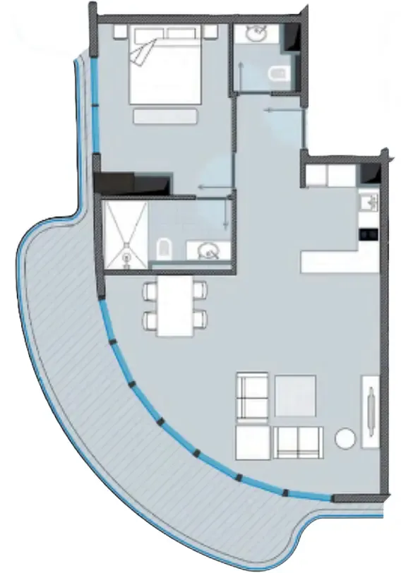 NEXT Coral 1 bed floor plan, 962 sqft