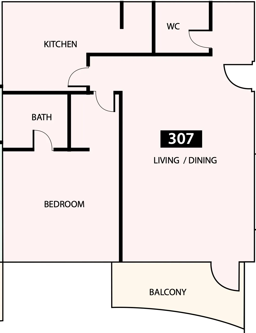 Paradise View 1 1 bed floor plan, 831 sqft