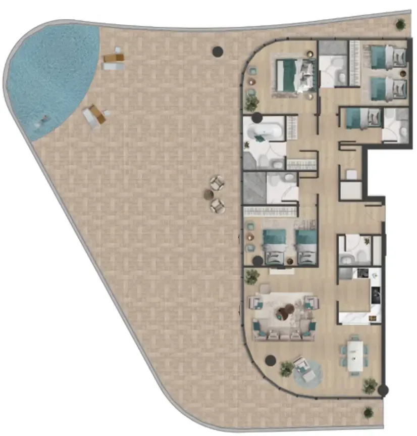 Pelagia 3 bed floor plan, 4,015 sqft