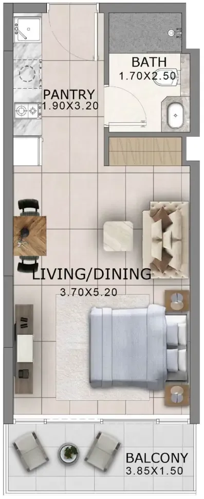 Arlington Park 2 Studio floor plan, 421 sqft