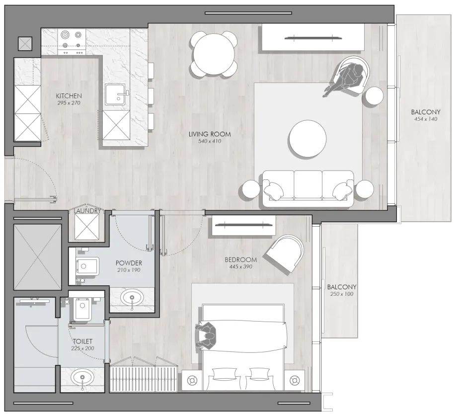 Avant Garde Residences 2 1 bed floor plan, 771 sqft