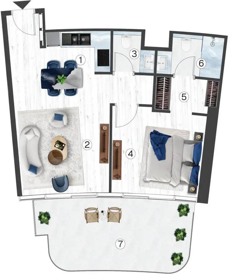 Radisson Blu Hotel & Residences 1 bed floor plan, 837 – 839 sqft