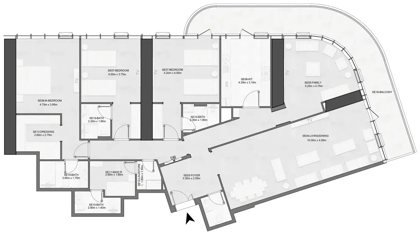 Joud Tower 3 bed floor plan, 2,838 sqft