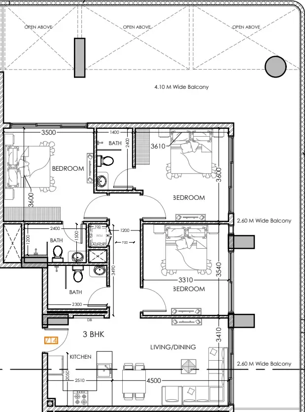 Al Haseen Residences 5 3 bed floor plan, 1,819 sqft