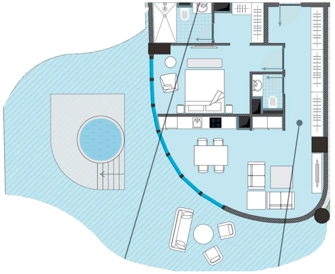 NEXT Coral 1 bed floor plan, 1,790 sqft