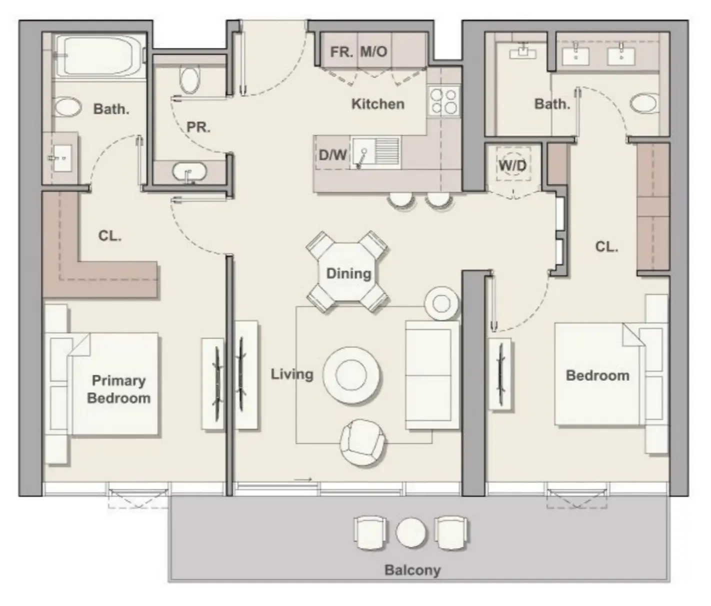 Soto Grande 2 bed floor plan, 1,121 sqft