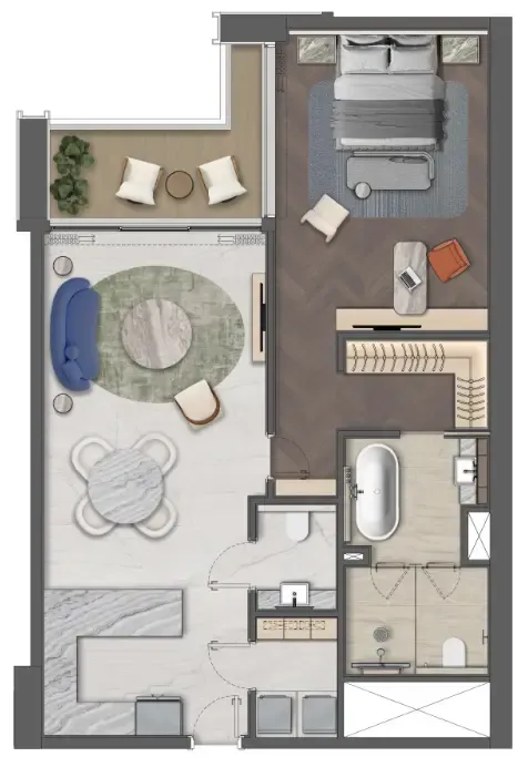 Mas Barsha Residency 1 bed floor plan, 1,080 sqft