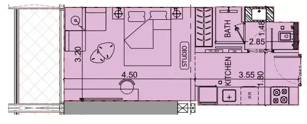 Binghatti Luxuria Studio floor plan, 362 sqft