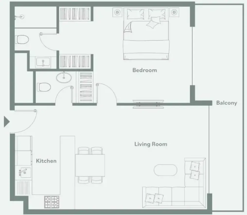 Luma Park Views 1 bed floor plan, 849 sqft