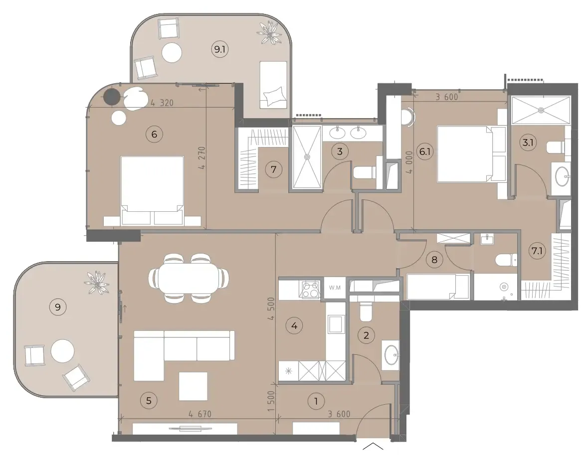 House of WELL 2 bed floor plan, 1,535 sqft